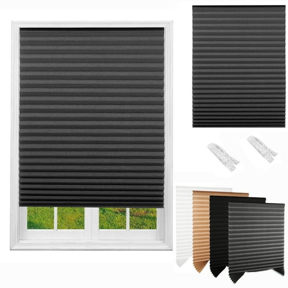 No Tools Original Light Filtering Pleated Paper Shade Gray, 35 in x 70.8 in