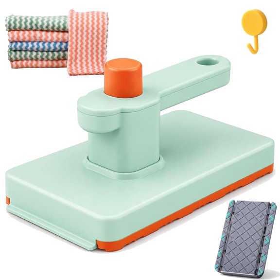 No-Touch Snap Grip Mini Mop, 2026 Upgraded Zero Touch Tabletop Mop, Click Mops to Use with Any Cloth (Includes 10 Washable Pads), for Kitchen Bathroom Floor