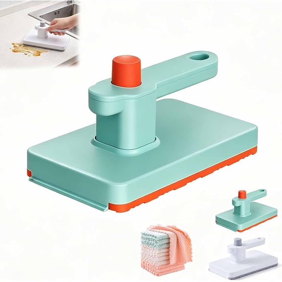 No-Touch Snap Grip Mini Mop, Features a Hands-Free Clip Design Compatible with Tissues, Wet Dry Wiper Tool with Scraper for Countertops Windows Tiles Bathroom and Kitchen(Green)