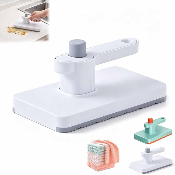 No-Touch Snap Grip Mini Mop, Features a Hands-Free Clip Design Compatible with Tissues, Wet Dry Wiper Tool with Scraper for Countertops Windows Tiles Bathroom and Kitchen(Light Gray)