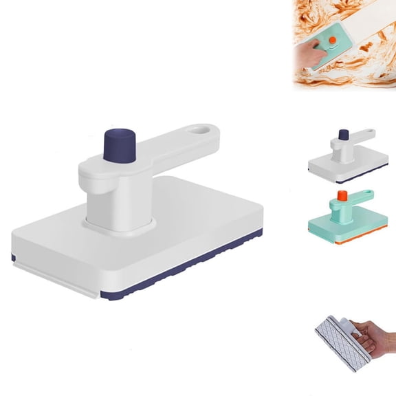 No-Touch Snap Grip Mini Mop, Handheld Flat Mop with Built-in Scraper, Strong Clamp for Paper Towels & Wipes, ABS Compact Cleaning Tool for Kitchen Bathroom Glass Home Surface