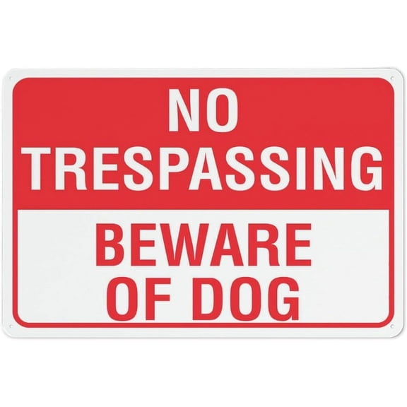 No Trespassing Beware Of Dog Sign 8 X 12 Inches Rust Free Aluminum - Uv Protected, Waterproof, Weatherproof And Fade Resistant - 4 Pre-Drilled Holes