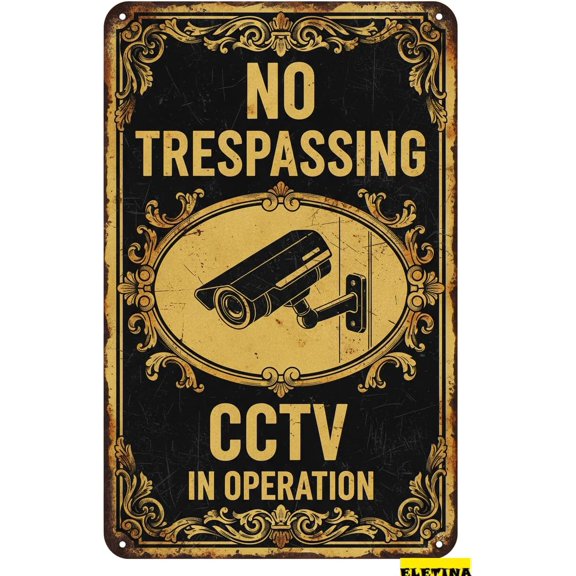 No Trespassing CCTV In Operation Aluminum Vintage Street Caution Metal Tin Sign Outdoor Driveway Yard Road 8x12in