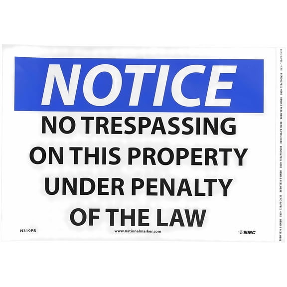 No Trespassing On This Property Wall Decor Tin Sign 8"x12" - Novelty Safety - For Private Property