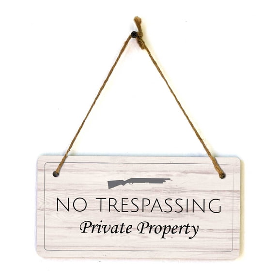 No Trespassing Private Property | Rustic Light Wood 5 x 10" Hanging Sign