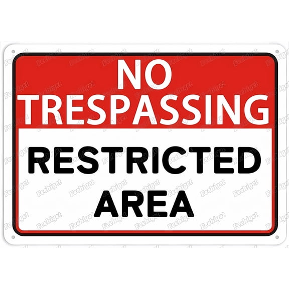 No Trespassing Restricted Area Retro Metal Tin Sign - 12×8 Inches, Shop Yard Man Cave Garage Outdoor Funny Wall Decor Poster Plate