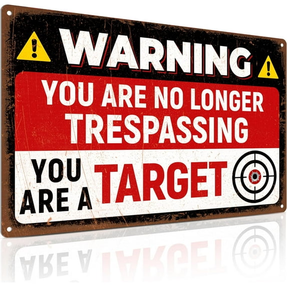 No Trespassing Sign, 8 x 12 Inches Funny Metal Warning Sign for Outdoor Decor