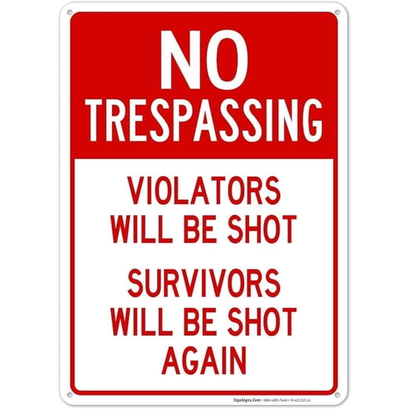 No Trespassing Sign, Indoor Outdoor Wall Decoration Tin Sign 8x12 Inch