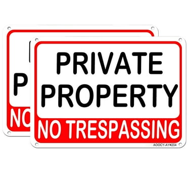 2 Pcs No Trespassing Sign Private Property  - Aluminum Rust Free - 7" x 9.8" Outdoor/Yard, Home House Warning Security Alert