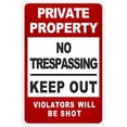thumbnail image 1 of No Trespassing Sign Private Property Keep Out Warning Metal Sign, Retro Safety Tin Signs for Outdoors Use, Yard, Farm, Fence, Home, 1 of 5