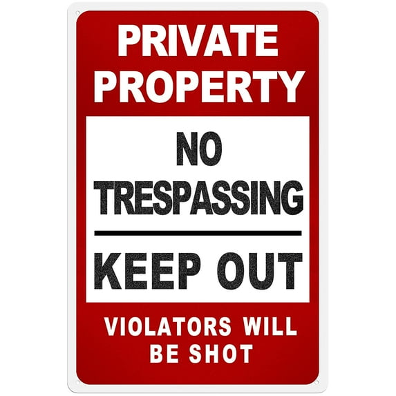No Trespassing Sign Private Property Keep Out Warning Metal Sign, Retro Safety Tin Signs for Outdoors Use, Yard, Farm, Fence, Home