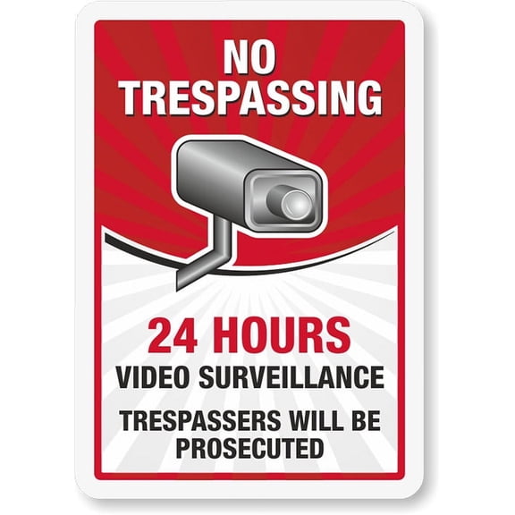 No Trespassing Surveillance Metal Sign Weatherproof Size: 16 x 12 Inch