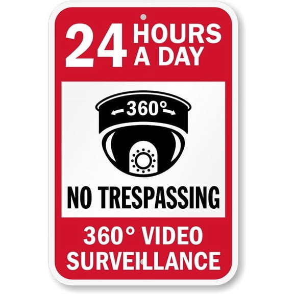 No Trespassing Surveillance Metal Sign Weatherproof Size: 8 x 12 Inch