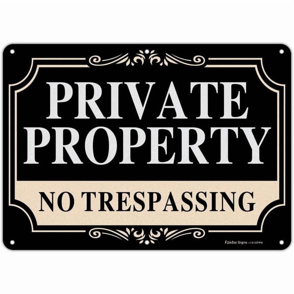 No Trespassing Tin Signs Private Property,12x8 Inch Wall Metal Sign Plaque for Indoor Outdoor Room Decor Gift Home Artwork Decoration