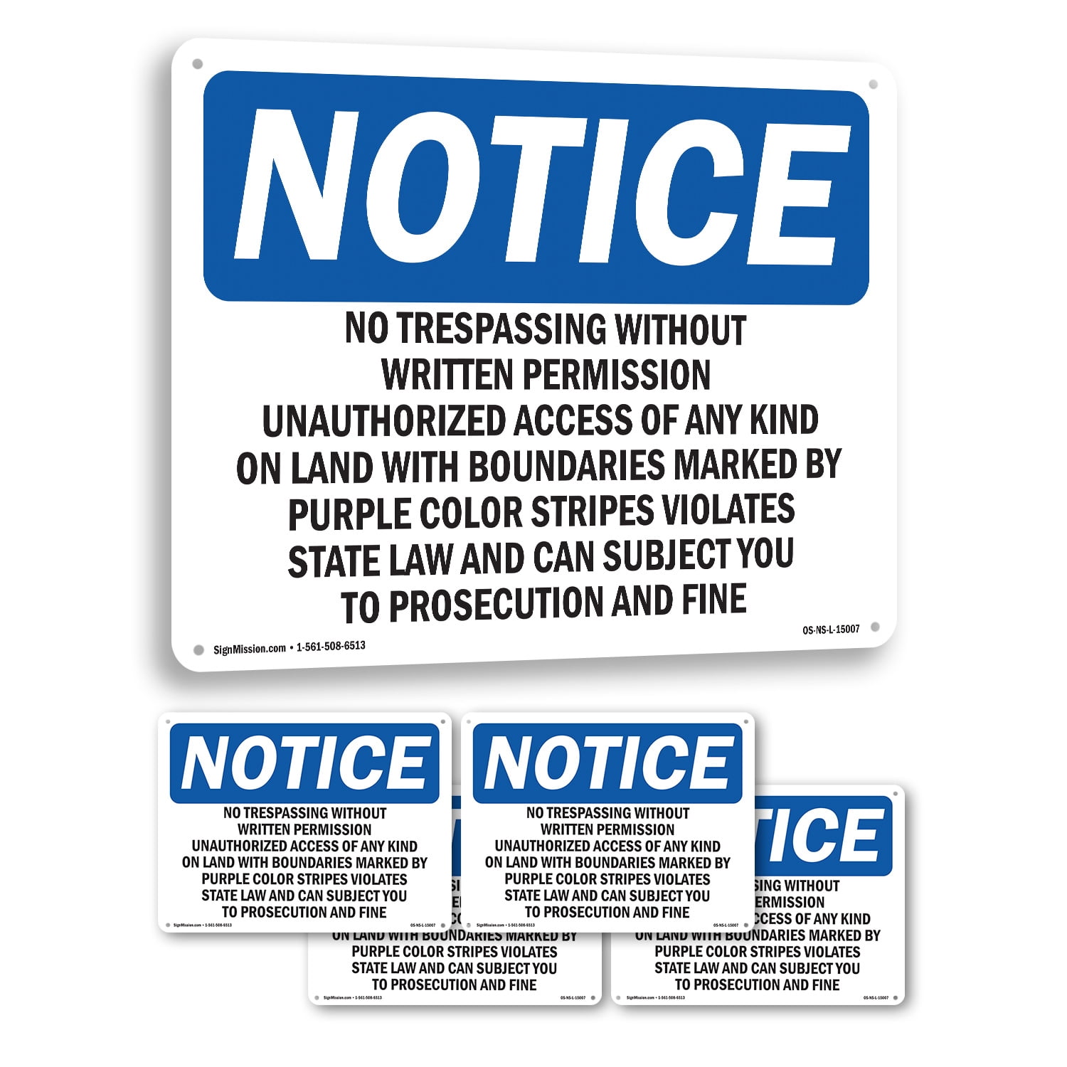 No Trespassing Without Written Permission OSHA Notice Rigid Plastic ...