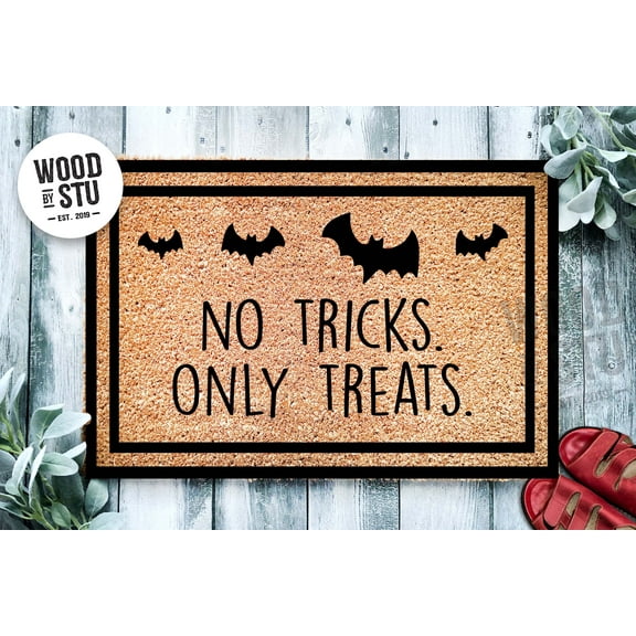 No Tricks Only Treats Door Mat | Trick Or Treat Doormat | Welcome Mat | Halloween Decor | Bat Themed Door Mat | Home Doormat | Halloween Mat