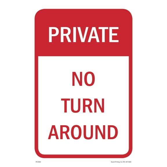 No Turn Around Parking Sign, 12"w x 18"h, Metal Full Color