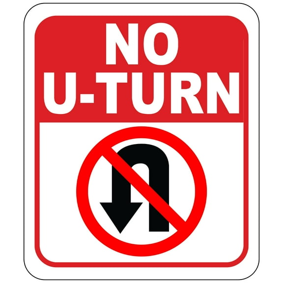 No U-Turn Allowed Aluminum Composite Outdoor Sign - Street, Road, Traffic, Property Posted, No Turnaround Private Driveway, One Way - 8 x 12 Inch