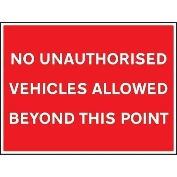 No Unauthorised Vehicles Allowed Beyond This Point Traffic Signs Metal Sign Decorative Wall Plaque, 12 X 8 inch