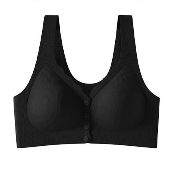No Underwire Bras For Women Front Closure Seamless Push Up Supportive Bralettes Plus Size Light Padded Bralettes (3XL, Black)