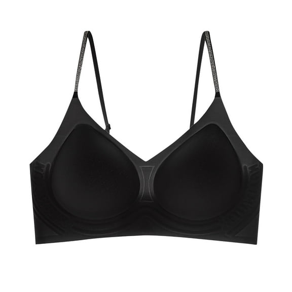 No Underwire Bras For Women Push Up Full Coverage Solid Color Bras Seamless Wireless Breathable Comfortable Bras (XXL, Black)