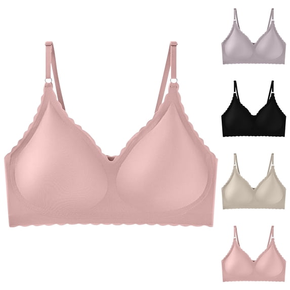 No Underwire Bras for Women, Full Coverage Breathable Push-Up Bras with Adjustable Thin Straps, Daily Wear | VerBelle,White XL