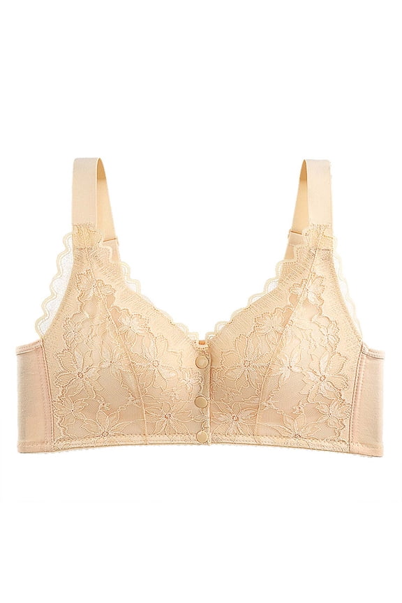 No Underwire Lace Bras for Women, Full Cup Bralettes with Wide Strap, Stretchy Wireless Breathable Lingeries
