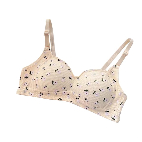 No Underwire Womens Bra, Comfy Push Up Anti-Sagging Bra Wireless Daily Bra for Women, Beige 36/80AB