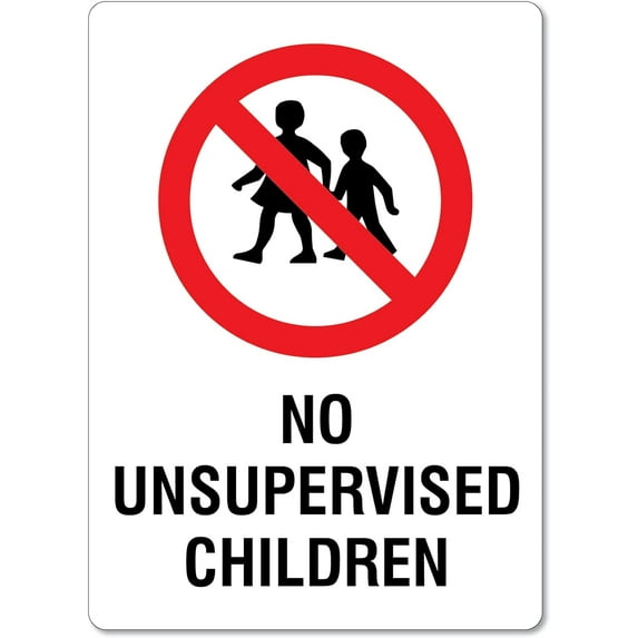 No Unsupervised Children Sign Safety Signs Pool Safety Signs Metal Tin Sign 8x12 Inches Caution Danger Safety Security Warning Notice Signs