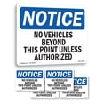 thumbnail image 1 of No Vehicles Beyond This Point Unless Authorized OSHA Notice Rigid Plastic Sign 18 Inch x 12 Inch - 5 Pack, 1 of 8