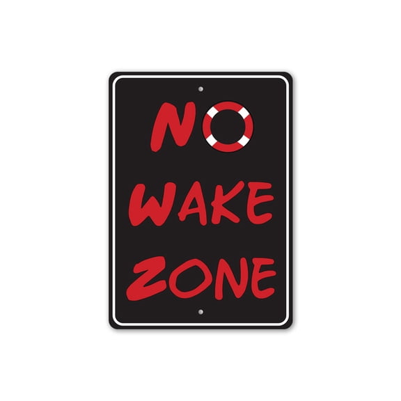 No Wake Zone, Boating Sign, Lake Aluminum Metal Decor Sign - 10x14 inches