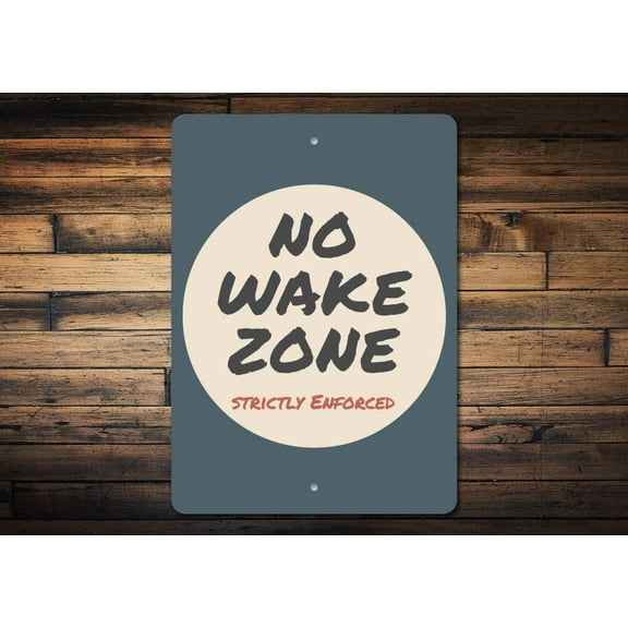 No Wake Zone Novelty Sign, Metal Wall Decor - 10x14 inches