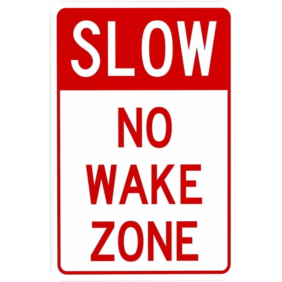 No Wake Zone Warning Sign, Marina Security Metal Sign - 8"x12" Custom Caution Decor for Outdoor Indoor Road Yard Garage Home Business Street Wall