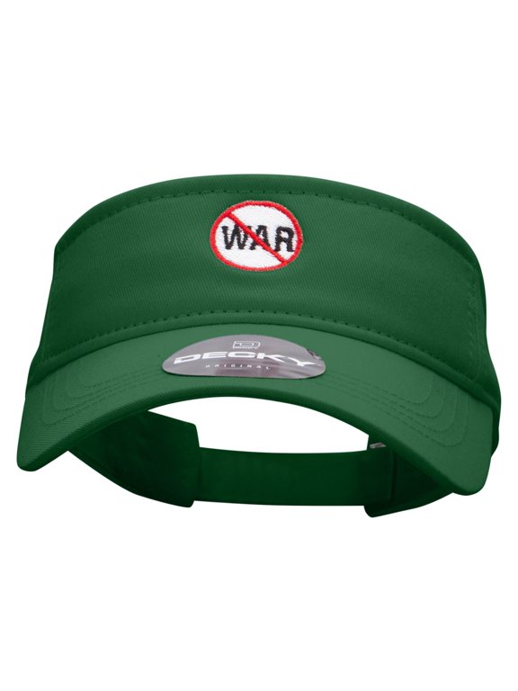 No War Embroidered Brushed Sports Visor - Forest OSFM