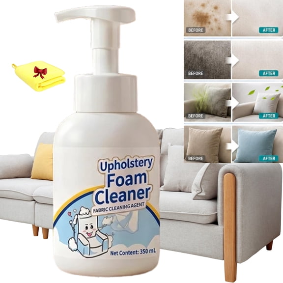 No-Wash Fabric & Upholstery Foam Cleaner, Multi-Functional Fabric Cleaner Foam No Rinse Stain Remover with Towel for Home, Office, Sofa, Couch, Armchair, Stool, Car Seat, Carpet(1)