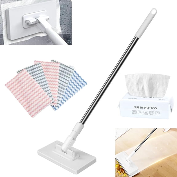 No-Wash Mini Mop, Zero Touch Mini Mop, Hands-Free Replacement, Retractable Gap Dust Cleaner Flat Mops with Locking Head & Sweeping Cloths, for Gaps & Multi-Surface