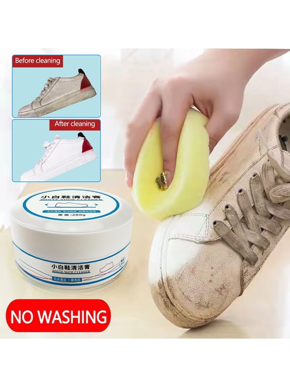 No-Water Cleaning Paste for Sneakers & Shoes - Effortless Stain Remover for White Shoes, Canvas, Athletic Footwear & More, Quick-Dry Gel Formula with Brush Applicator