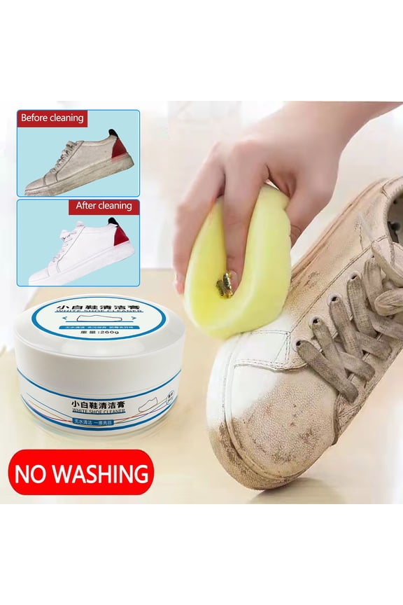 No-Water Cleaning Paste for Sneakers & Shoes - Effortless Stain Remover for White Shoes, Canvas, Athletic Footwear & More, Quick-Dry Gel Formula with Brush Applicator