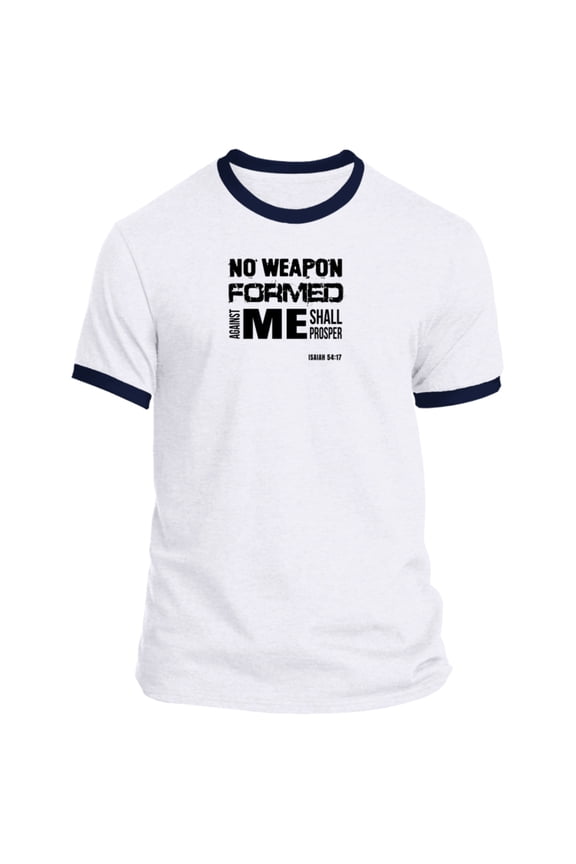 No Weapon Formed Against Me Shall Prosper Men’s Ringer Tee