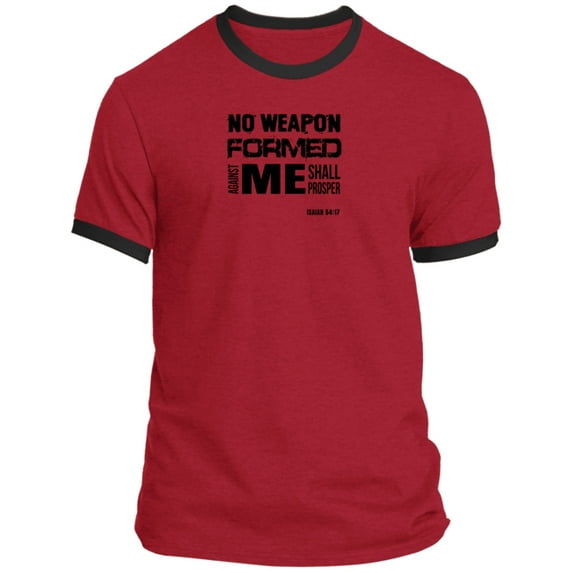 No Weapon Formed Against Me Shall Prosper Men’s Ringer Tee