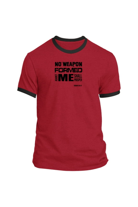 No Weapon Formed Against Me Shall Prosper Men’s Ringer Tee