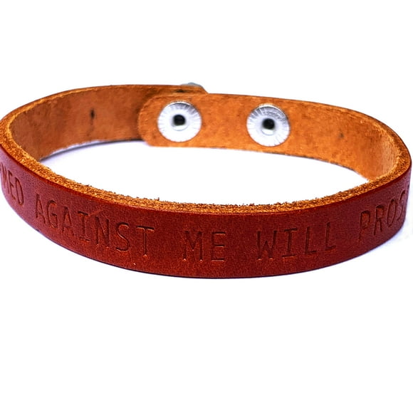 No Weapon Formed Against Me Will Prosper (wenlg) Isaiah 54:17 Brown Large Leather Bracelet