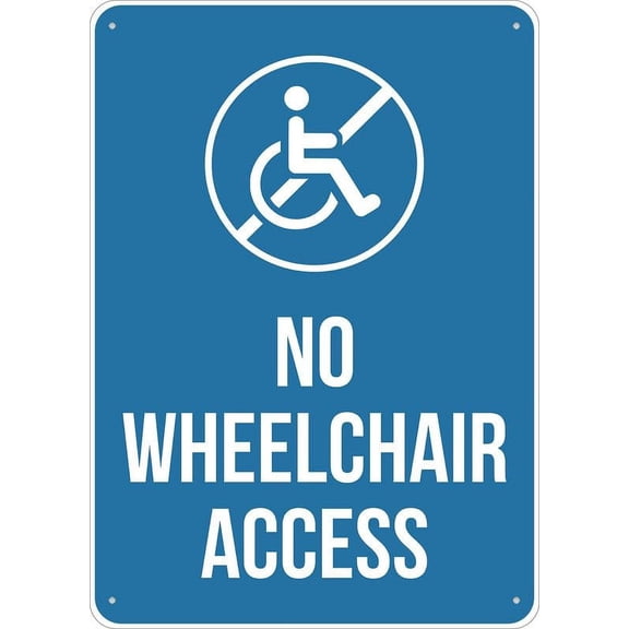No Wheelchair Access Sign Tin Sign Great For Garden And Yard Wall Decor (Aluminum) Size: 12 x 16 inch