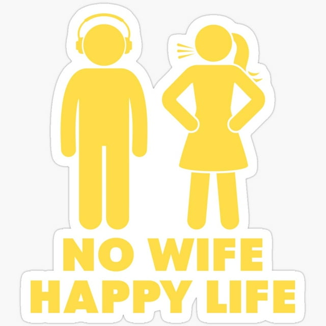 No Wife Happy Life Sticker Phone Decal Water Bottle Stickers Car Decals, Laptop Sticker