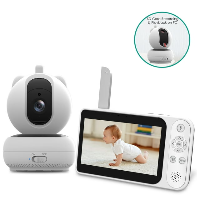 No Wifi Baby Monitor 5'' Video Baby Monitor with Camera Audio, 2 Way Talk, Night Vision, 6X Zoom Vizolink