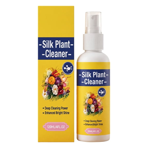 No-Wipe Silk Plant Dust Cleaning Spray, Shine Restorer & Anti-Fade Protector, Suitable for Artificial Fabric Plants, Dried Flowers Home Decor Indoor, Multi Surface Cleaner Spray, 4oz,Yellow