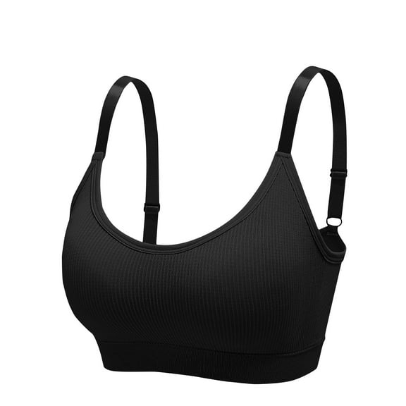 No Wire Bras for Women Pullover Bra Feature V-Neck Push-up Bra Style W-104 Black One Size