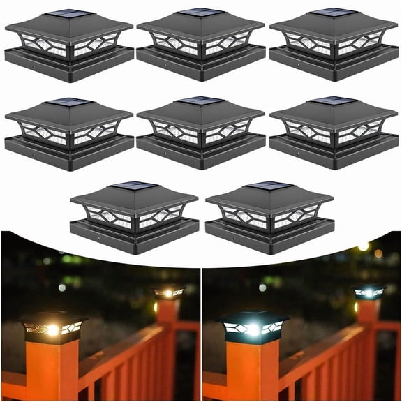Solar Powered Post Lights for Deck & Fence – Long-Lasting 10H+ Operation, 2 Modes, IP44 Rated, Fits Standard Wood/Vinyl Posts, Modern Design