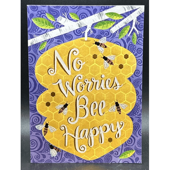 No Worries Bee Happy (Blank) Greeting Card w/Envelope