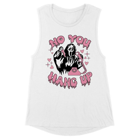 No You Hang up Ghost Women's Muscle Tank Large White